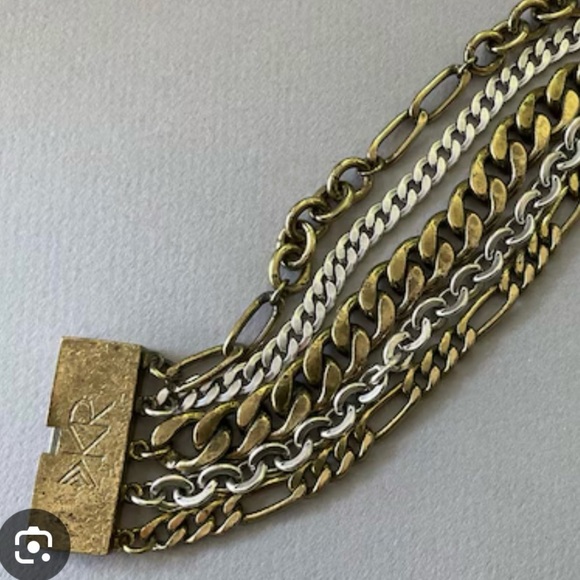 Silpada KR chunky brass silver and gold tone bracelet - Picture 2 of 6